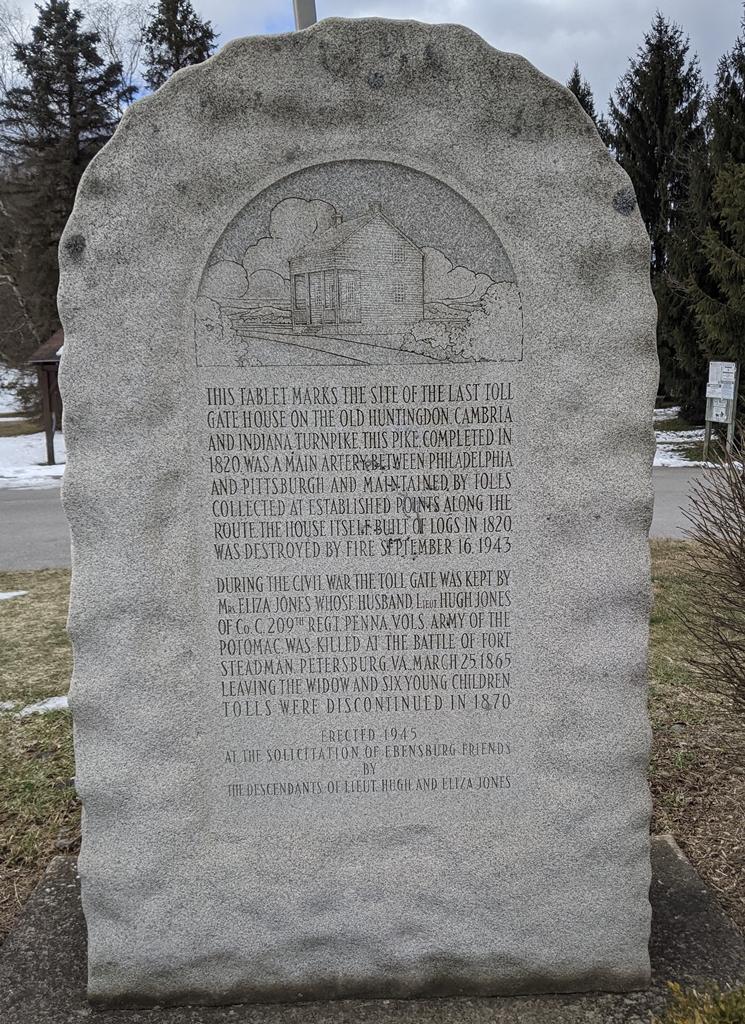 SITE OF THE ;LAST TOLL GATE HOUSE MEMORIAL