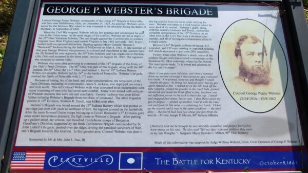 GEORGE P. WEBSTER’S BRIGADE WAR MEMORIAL PLAQUE