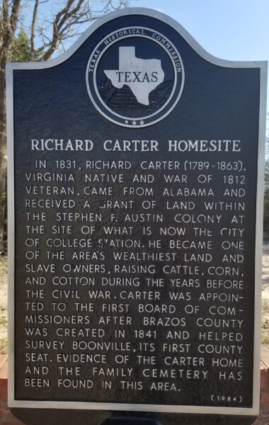RICHARD CARTER HOME SITE MEMORIAL MARKER