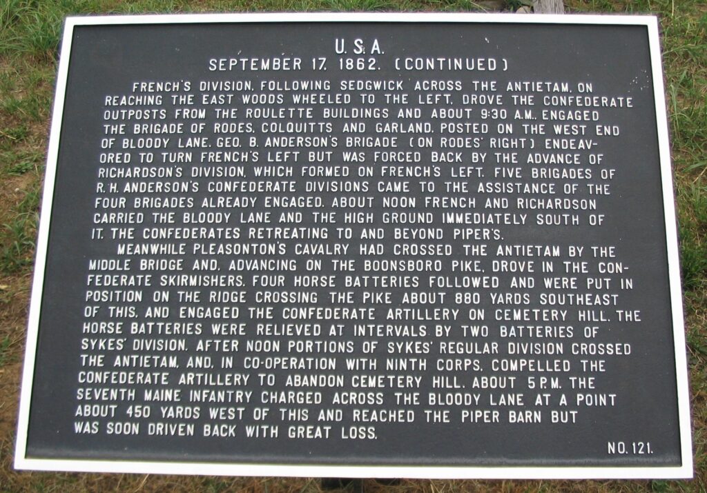 U.S.A. SEPTEMBER 17, 1862 (CONTINUED) WAR MEMORIAL PLAQUE