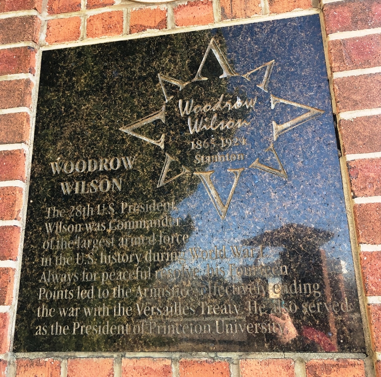 WOODROW WILSON WAR MEMORIAL PLAQUE