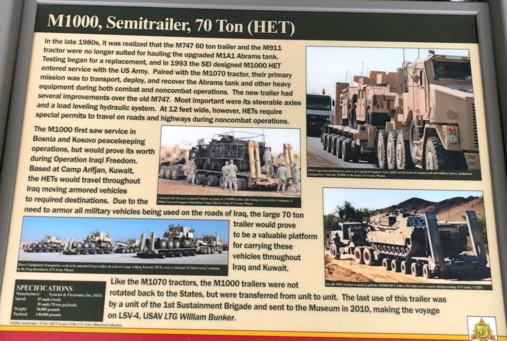 M1000. SEMITRAILER, 70 TON (HET) MEMORIAL PANEL