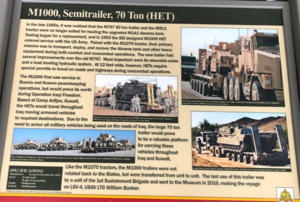 M1000. SEMITRAILER, 70 TON (HET) MEMORIAL PANEL