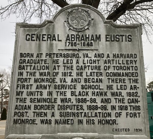 GENERAL ABRAHAM EUSTIS WAR MEMORIAL MARKER