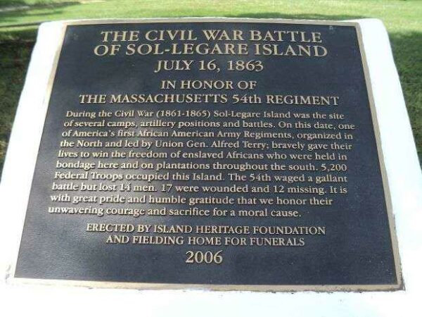 BATTLE OF SOL-LEGARE ISLAND MEMORIAL PLAQUE