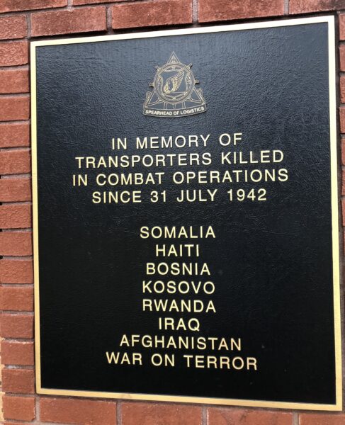 IN MEMORY OF TRANSPORTERS KILLED IN COMBAT MEMDORIAL PLAQUE B