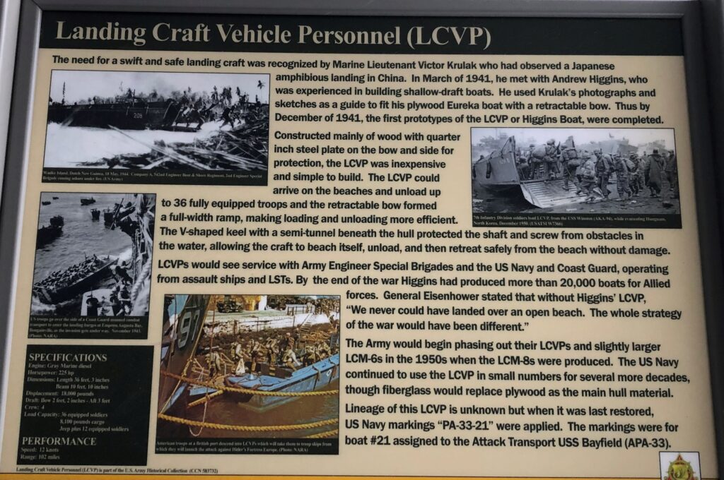 LANDING CRAFT VEHICLE PERSONNEL (LCVP) MEMORIAL PANEL