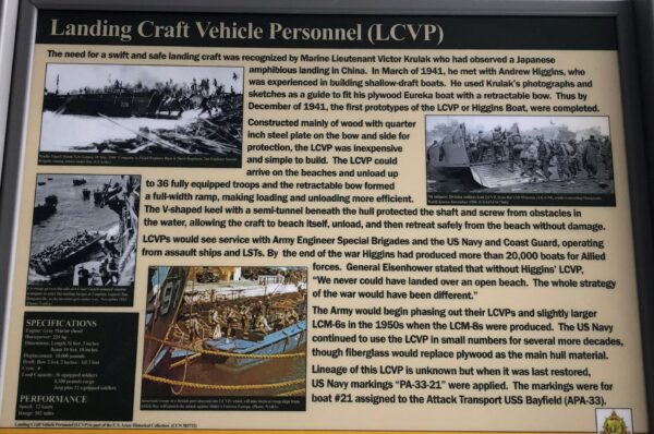 LANDING CRAFT VEHICLE PERSONNEL (LCVP) MEMORIAL PANEL