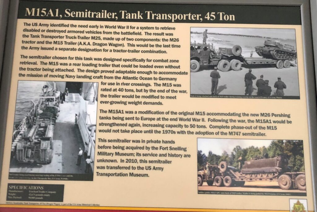 M15A1, SEMITRAILER, TANK TRANSPORTER, 45 TON MEMORIAL PANEL