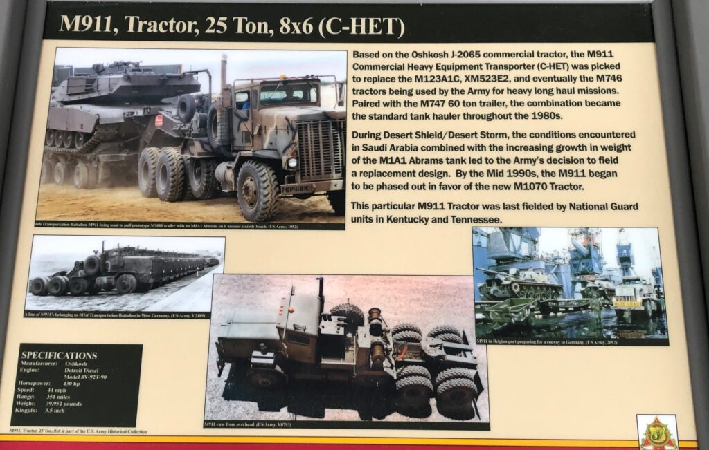M911, TRACTOR, 25 TON, 8X6 (C-HET) MEMORIAL PANEL