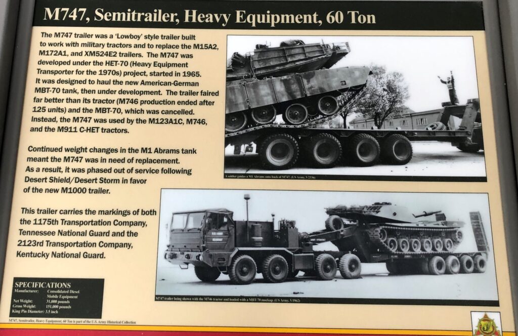 M747, SEMITRAILER, HEAVY, EQUIPMENT, 60 TONS MEMORIAL PANEL
