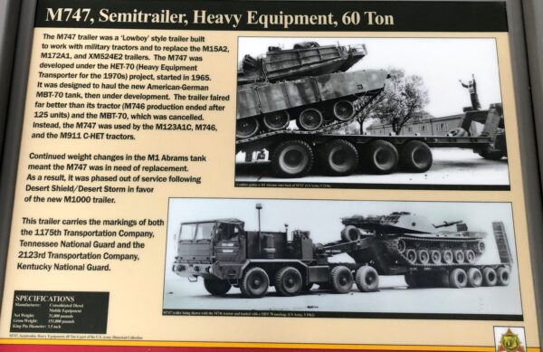 M747, SEMITRAILER, HEAVY, EQUIPMENT, 60 TONS MEMORIAL PANEL