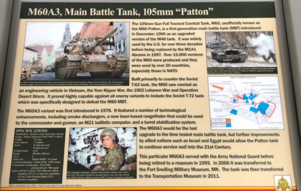 M60A3, MAIN BATTLE TANK, 105MM “PATTON” MEMORIAL PANEL