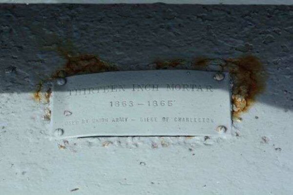 SIEGE OF CHARLESTON THIRTEEN INCH MORTAR WAR MEMORIAL PLAQUE