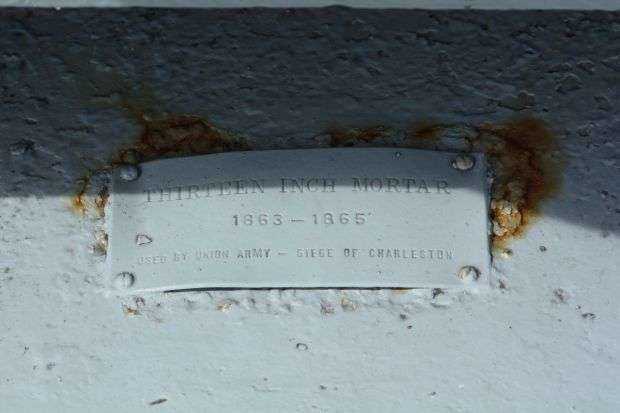 SIEGE OF CHARLESTON THIRTEEN INCH MORTAR WAR MEMORIAL PLAQUE