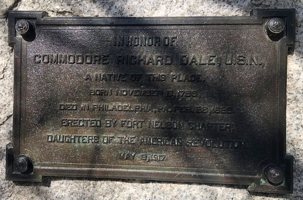 COMMODORE RICHARD DALE U.S.N. WAR MEMORIAL PLAQUE