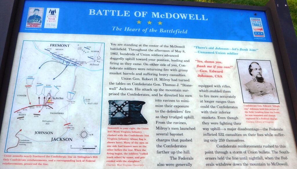 BATTLE OF MCDOWELL THE HEART OF THE BATTLEFIELD MEMORIAL PANEL