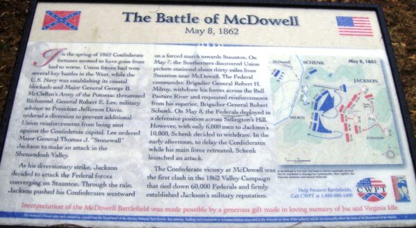 THE BATTLE OF MCDOWELL MAY 8, 1862 MEMORIAL PANEL