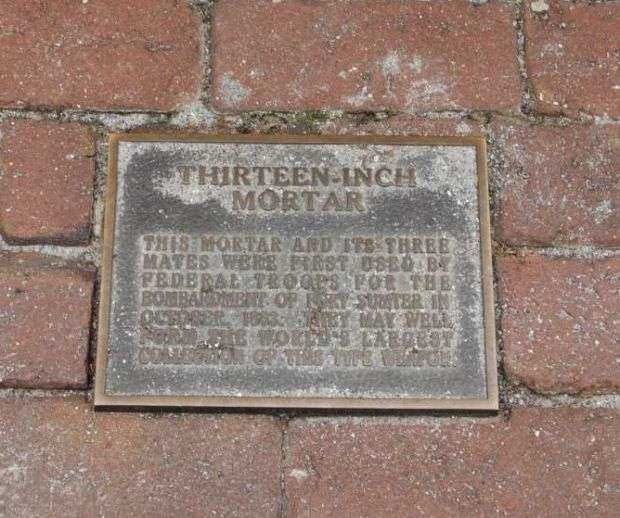 CHARLESTON COUNTY THIRTEEN-INCH MORTAR WAR MEMORIAL PLAQUE