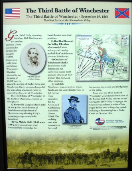 THE THIRD BATTLE OF WINCHESTER BLOODIEST BATTLE MEMORIAL PANEL