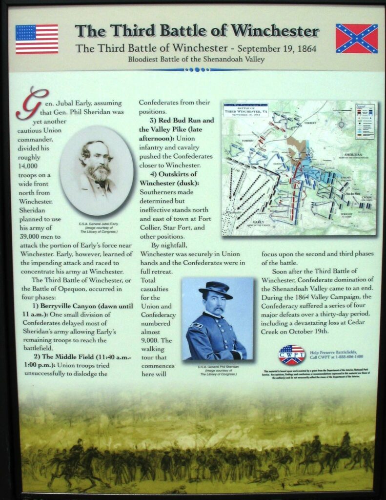 THE THIRD BATTLE OF WINCHESTER BLOODIEST BATTLE MEMORIAL PANEL