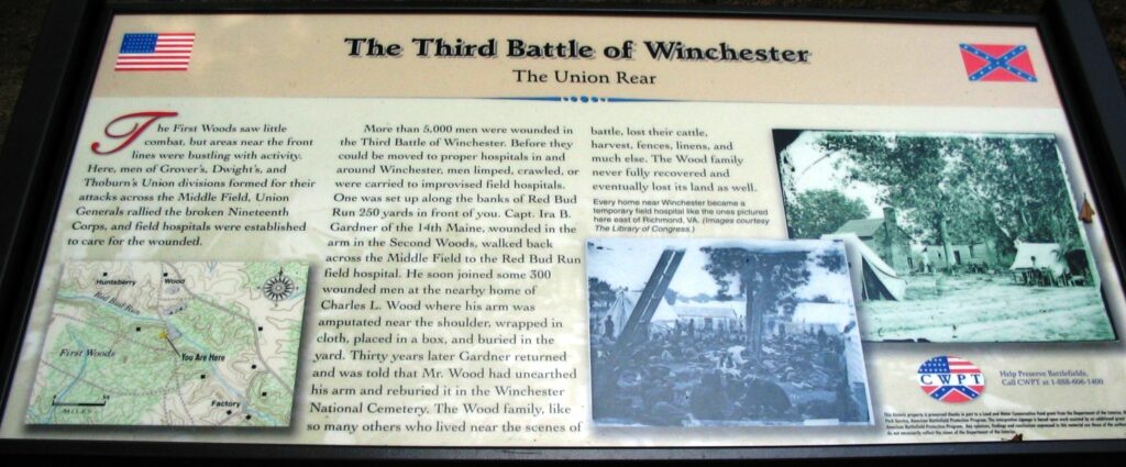 THE THIRD BATTLE OF WINCHESTER THE UNION REAR MEMORIAL PANEL
