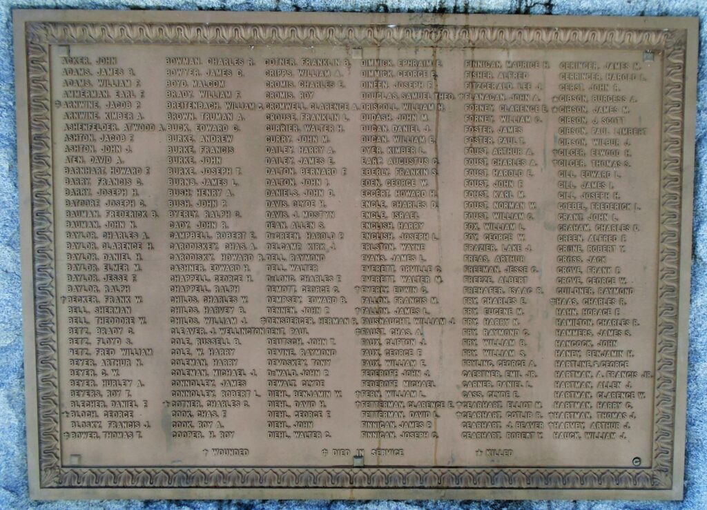 MONTOUR COUNTY WAR FOR DEMOCRACY MEMORIAL PLAQUE B