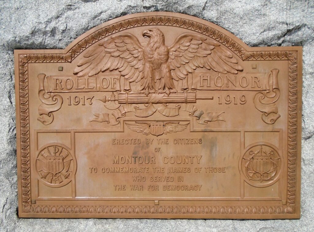 MONTOUR COUNTY WAR FOR DEMOCRACY MEMORIAL PLAQUE A