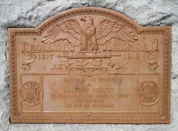 MONTOUR COUNTY WAR FOR DEMOCRACY MEMORIAL PLAQUE A