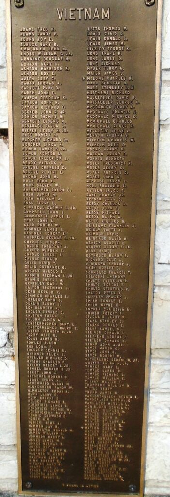 MONTOUR COUNTY KOREAN AND VIETNAM WARS MEMORIAL PLAQUE E