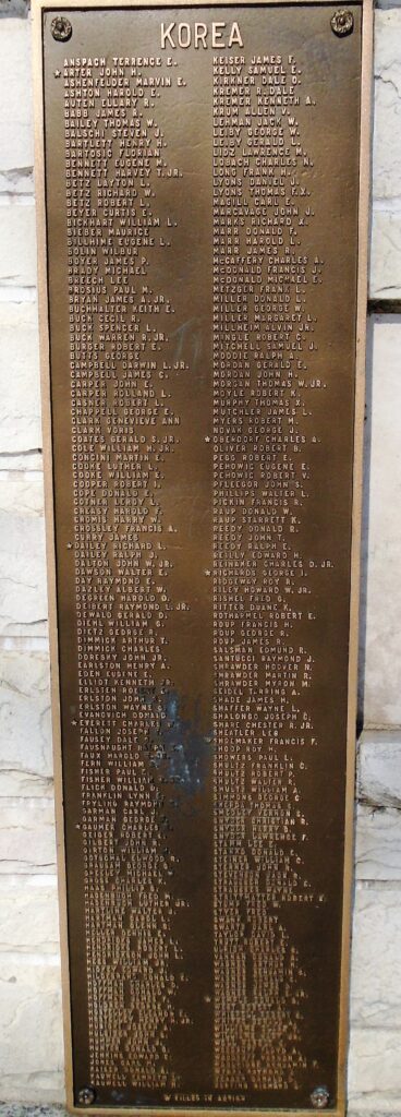 MONTOUR COUNTY KOREAN AND VIETNAM WARS MEMORIAL PLAQUE D