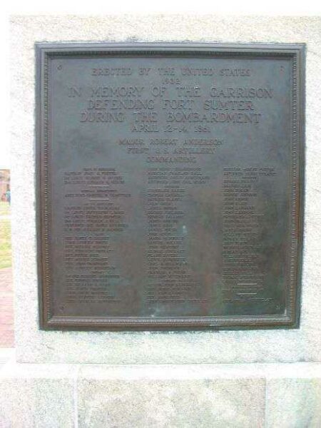 MEMORIAL TO THE GARRISON DEFENDING FORT SUMTER