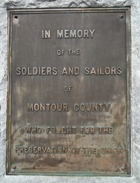MONTOUR COUNTY SOLDIERS AND SAILORS MEMORIAL PLAQUE A