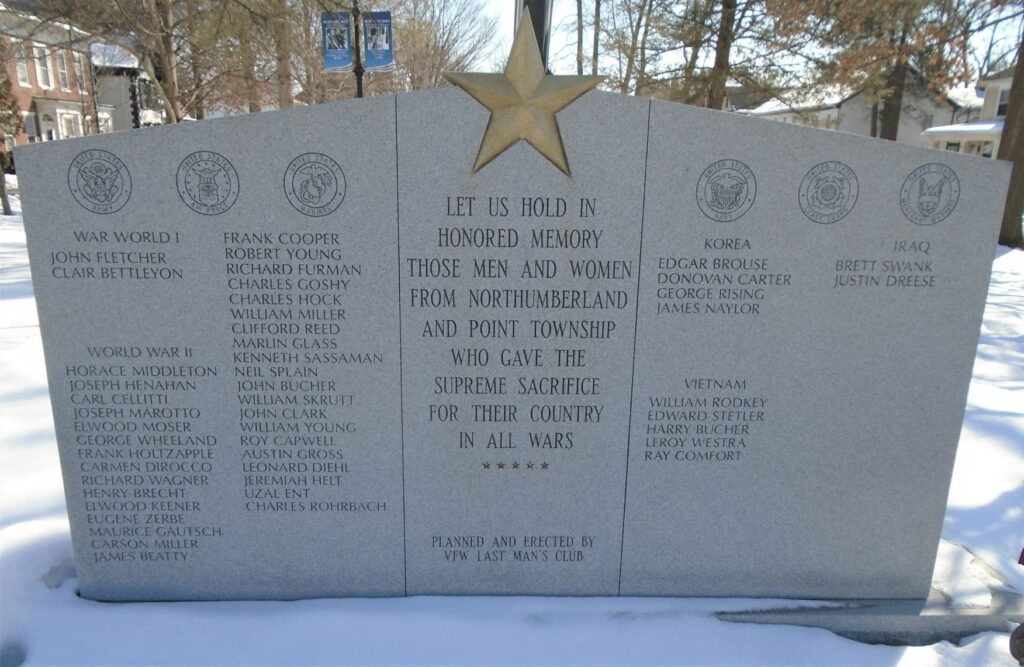 NORTHUMBERLAND AND POINT TOWNSHIP SUPREME SACRIFICE MEMORIAL