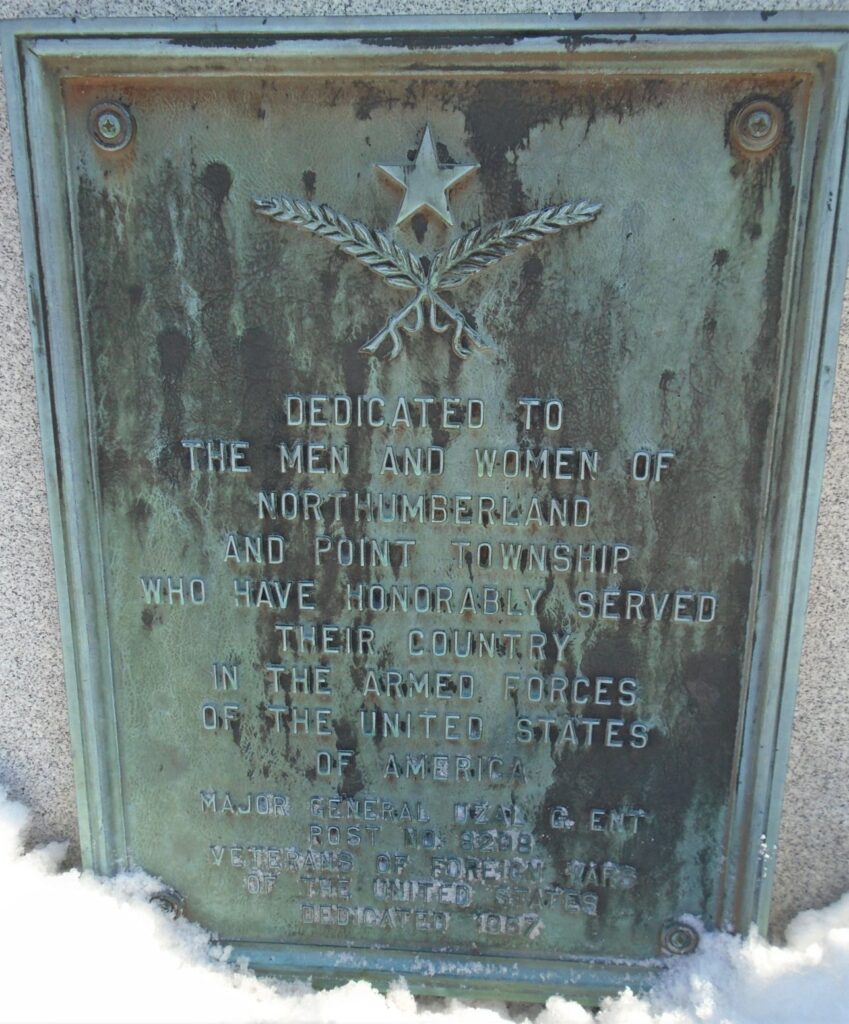 NORTHUMBERLAND AND POINT TOWNSHIP VETERANS MEMORIAL PLAQUE