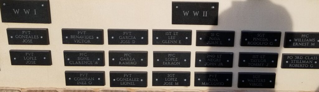 CITY OF FALFURRIAS FALLEN  HEROES MEMORIAL PARK WALL SECTION A