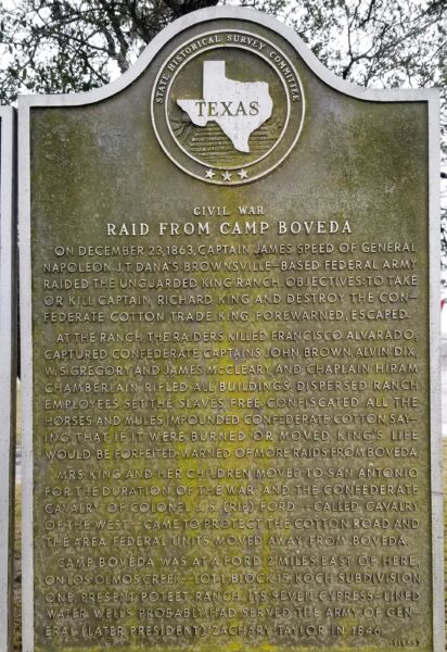 CIVIL WAR RAID FROM CAMP BOVEDA MEMORIAL MARKER