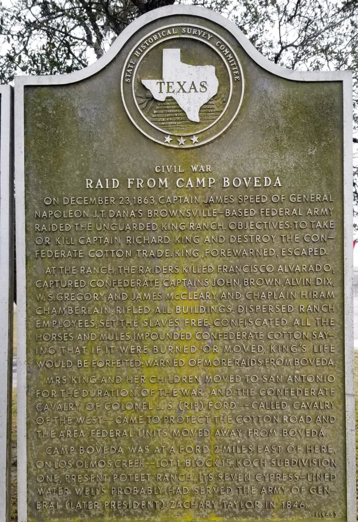 CIVIL WAR RAID FROM CAMP BOVEDA MEMORIAL MARKER