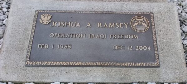 JOSHUA A RAMSEY WAR MEMORIAL PLAQUE