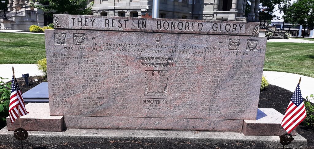 SHELBY COUNTY WORLD WAR I AND WORLD WAR II MEMORIAL FRONT