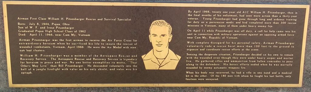 WILLIAM H. PITSENBARGER WAR MEMORIAL PLAQUE