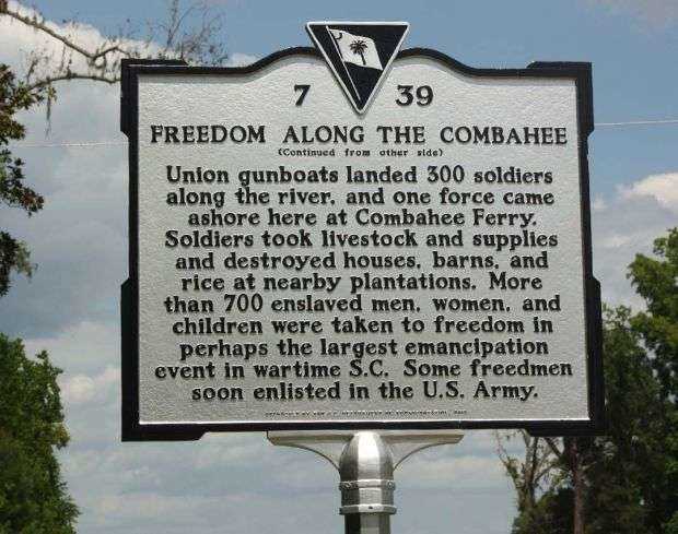 FREEDOM ALONG THE COMBAHEE WAR MEMORIAL MARKER