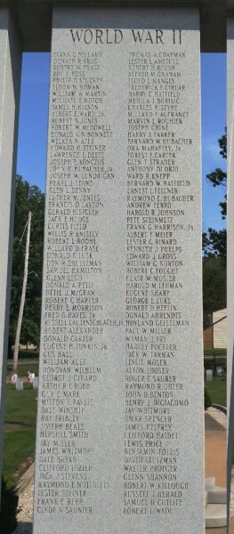 WAYNE COUNTY, OH WAR VETERANS MEMORIAL STONE PANEL B