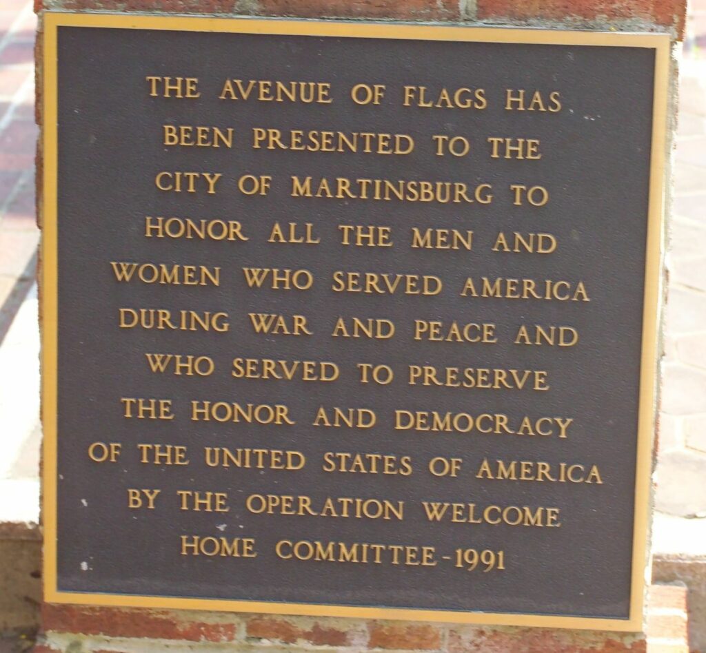 THE AVENUE OF FLAGS MEMORIAL PLAQUE