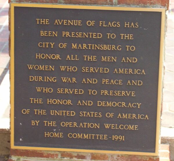THE AVENUE OF FLAGS MEMORIAL PLAQUE