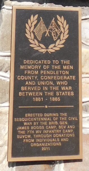 PENDLETON COUNTY CIVIL WAR SOLDIERS MEMORIAL PLAQUE