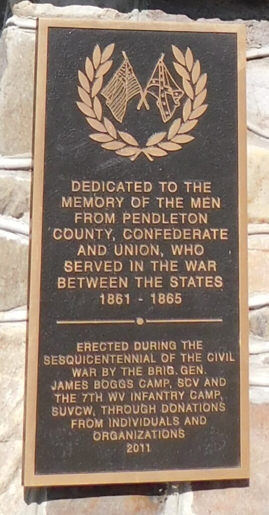 PENDLETON COUNTY CIVIL WAR SOLDIERS MEMORIAL PLAQUE