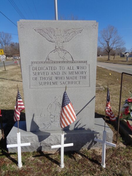 V.F.W. POST 9763 WAR MEMORIAL CLOSE-UP