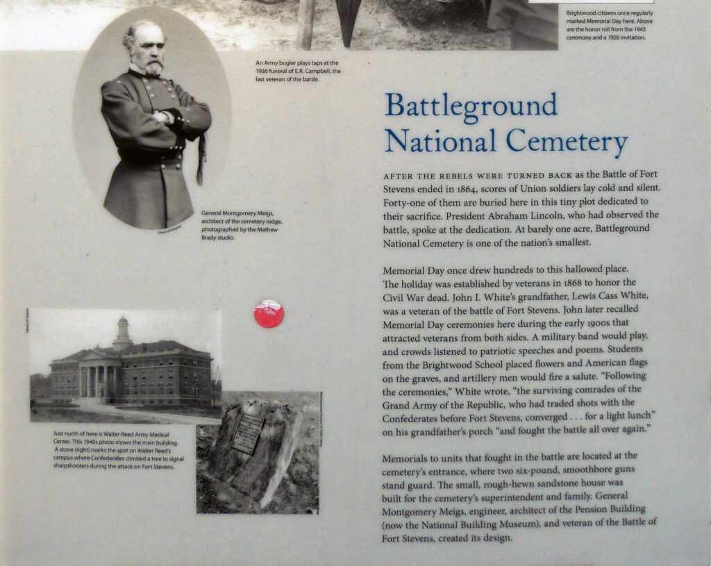 BATTLEGROUND NATIONAL CEMETERY WAR MEMORIAL PANEL