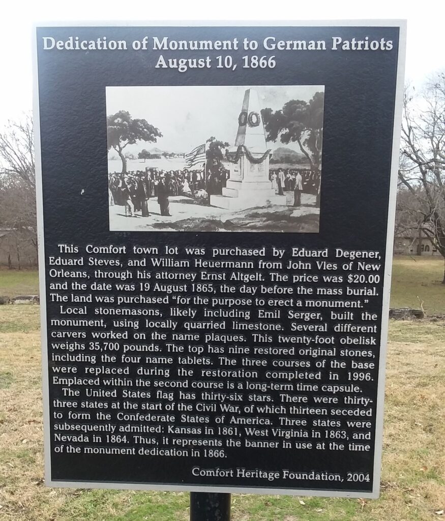 DEDICATION OF MONUMENT TO GERMAN PATRIOTS MEMORIAL MARKER